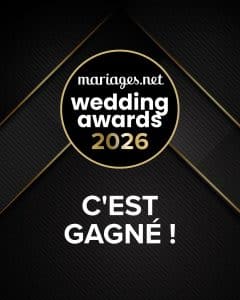 Badge Wedding Award 2026 remporté par Brian Mahé Photographe, professionnel du mariage